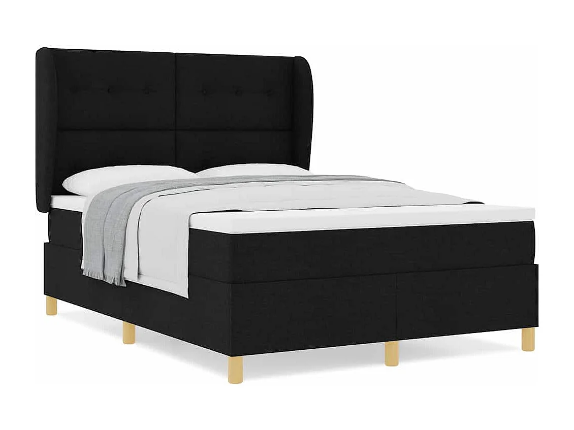 Cama con Somier y Colchón Gris Oscuro 90x190 cm de Tela Negro