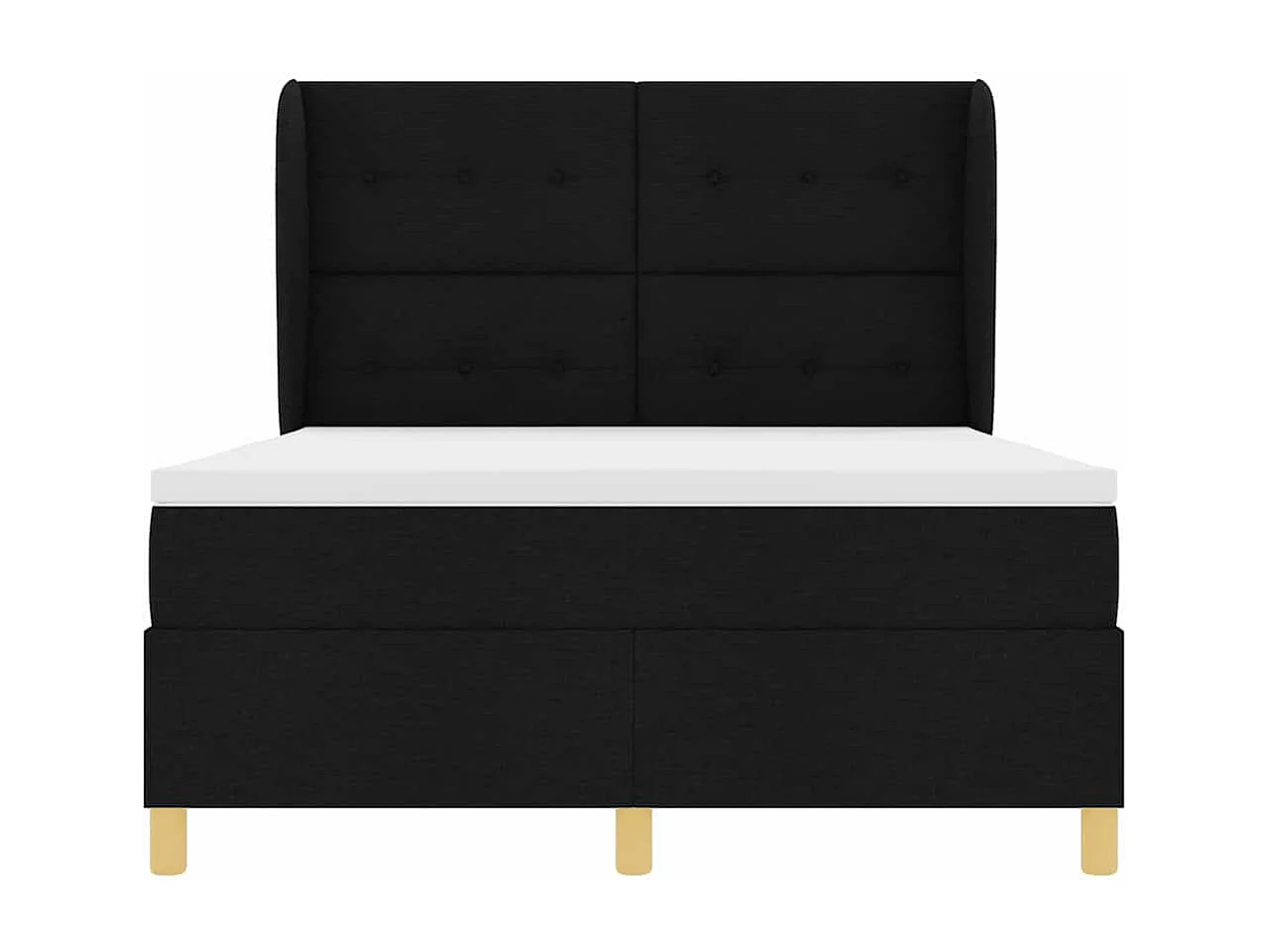 Cama con Somier y Colchón Gris Oscuro 90x190 cm de Tela Negro