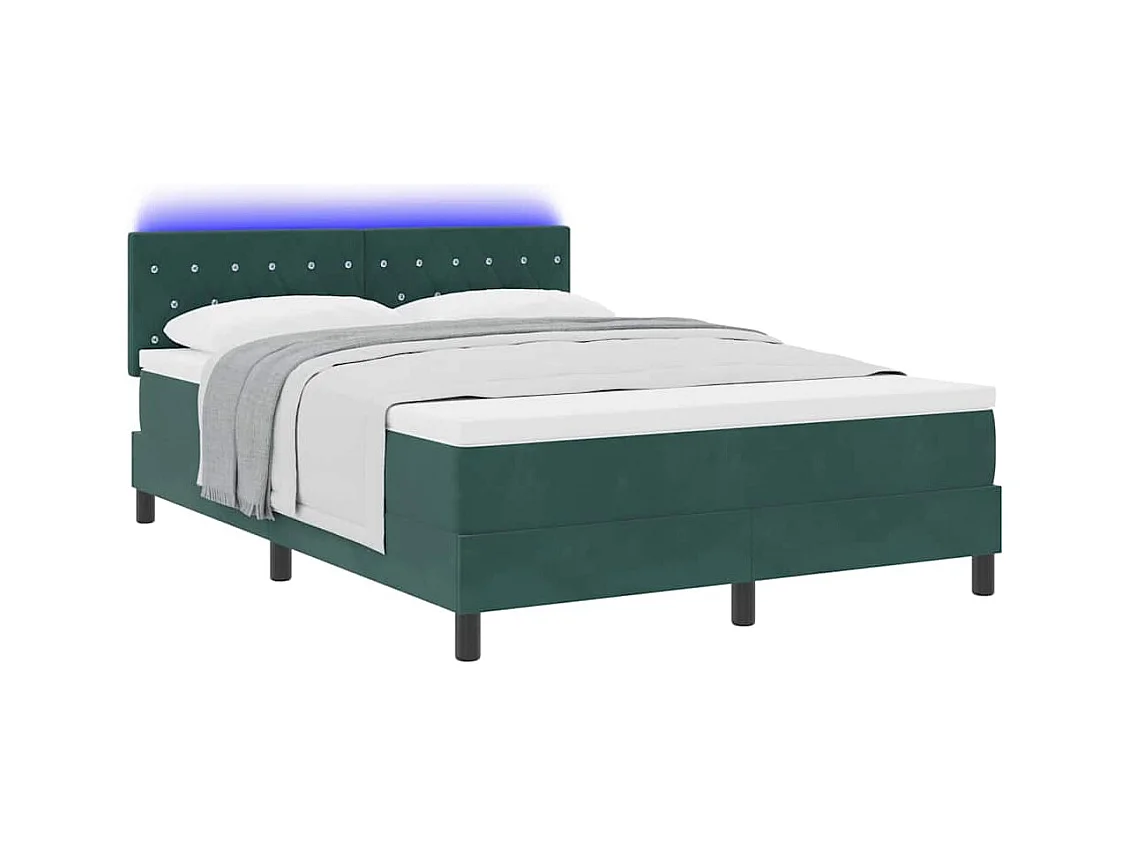 Cadre de lit avec matelas Vert foncé 140 x 190 cm Velours