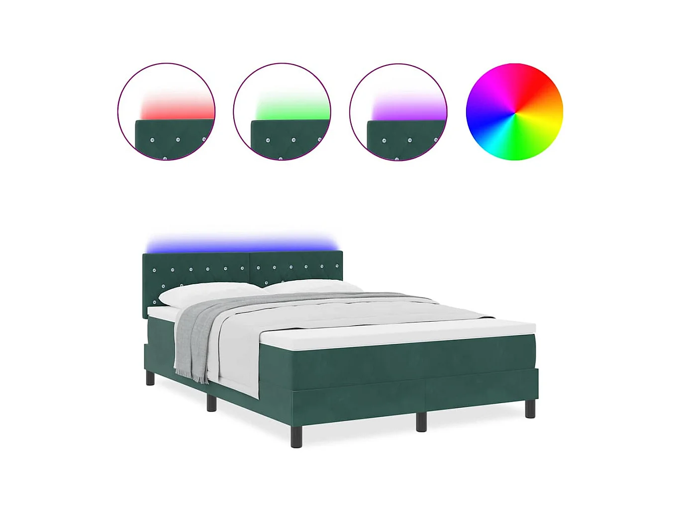 Cadre de lit avec matelas Vert foncé 140 x 190 cm Velours