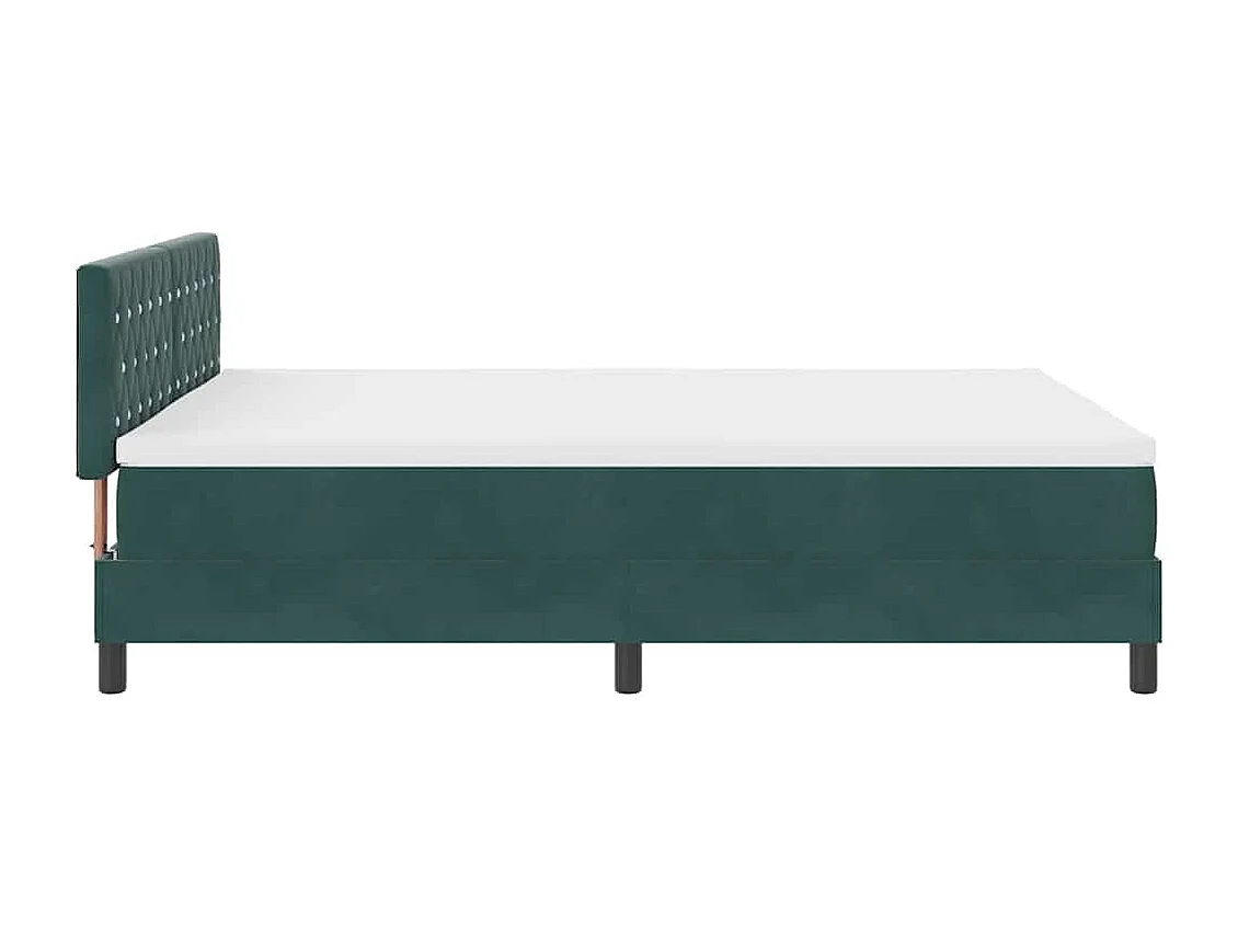 Cadre de lit avec matelas Vert foncé 140 x 190 cm Velours