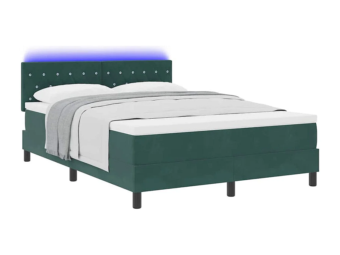 Cama tipo Box Spring Verde oscuro 140 x 190 cm Terciopelo