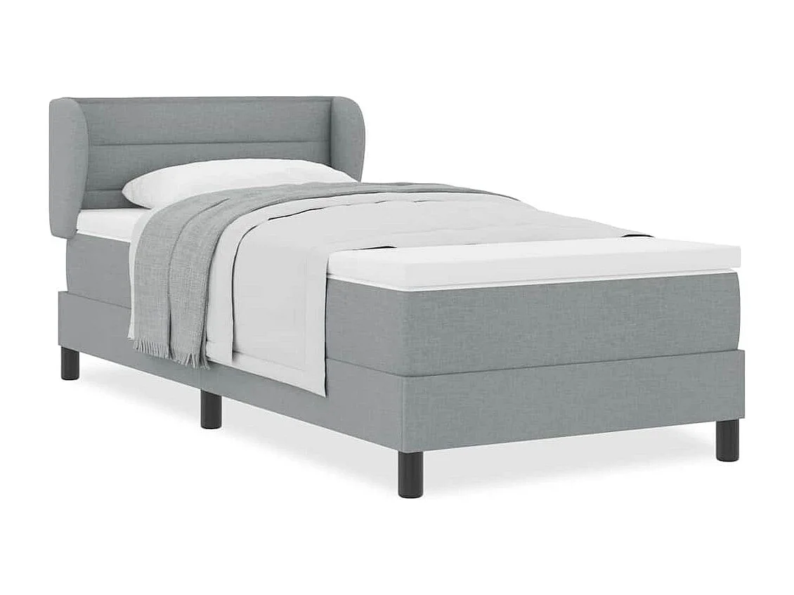Cadre de lit avec matelas Gris clair 100 x 200 cm tissu