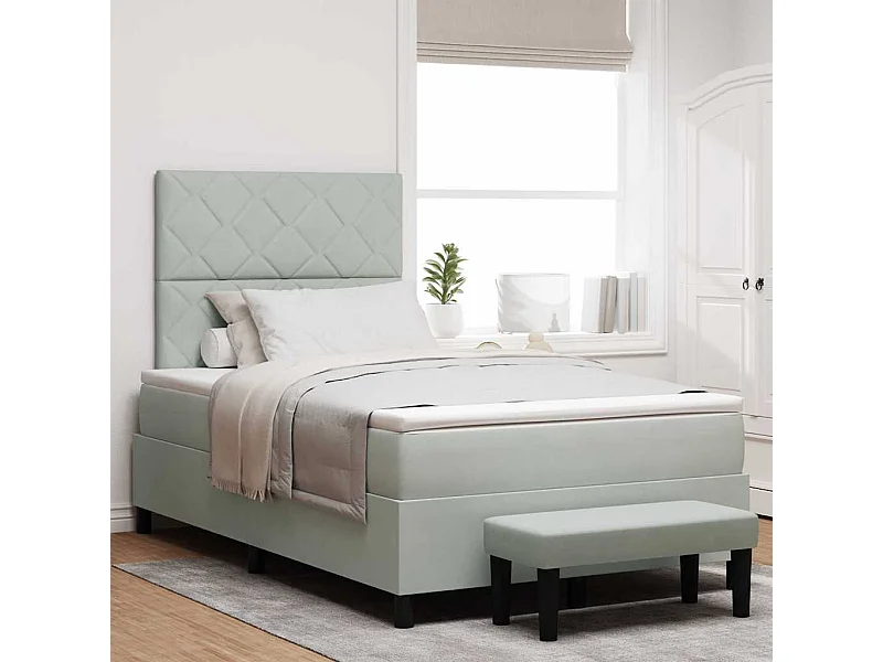 Cama Box com colchão Cinzento-claro 120 x 200 cm Veludo