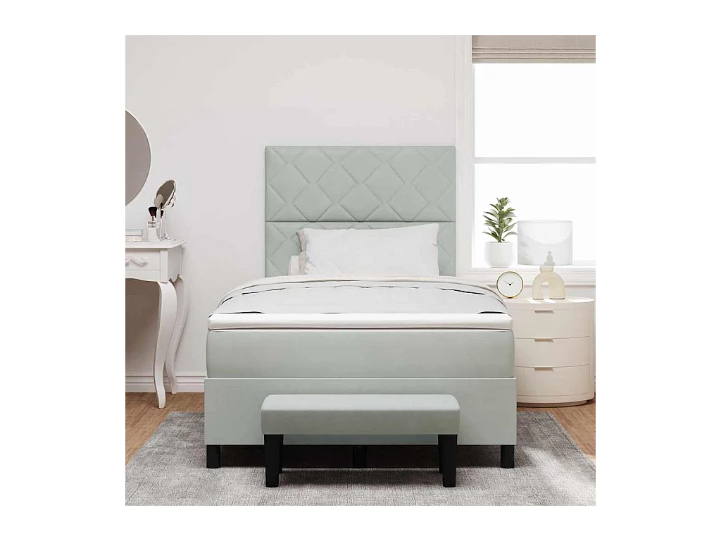 Cama Box com colchão Cinzento-claro 120 x 200 cm Veludo