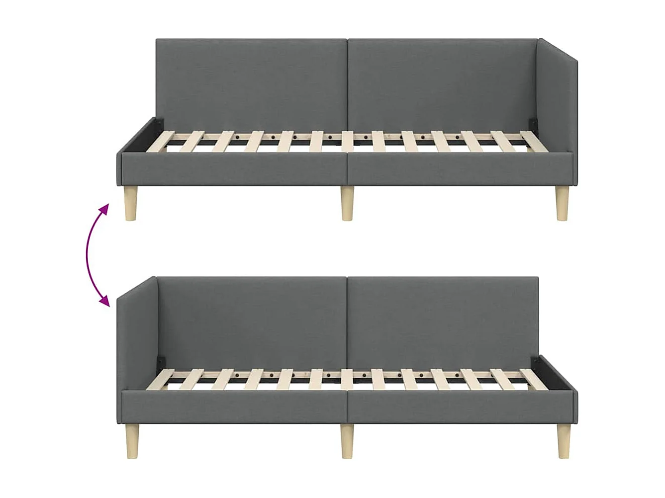 Estrutura de Cama de Canto Outros Cinzento escuro 80 x 200 cm