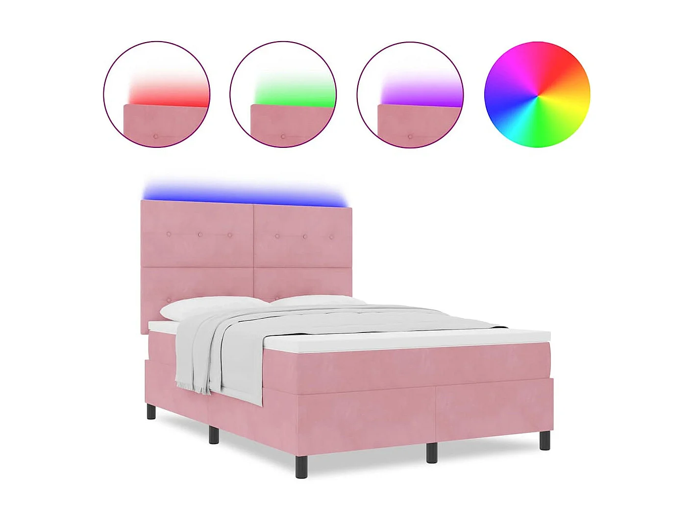 Cadre de lit avec matelas Rose 160 x 200 cm Velours