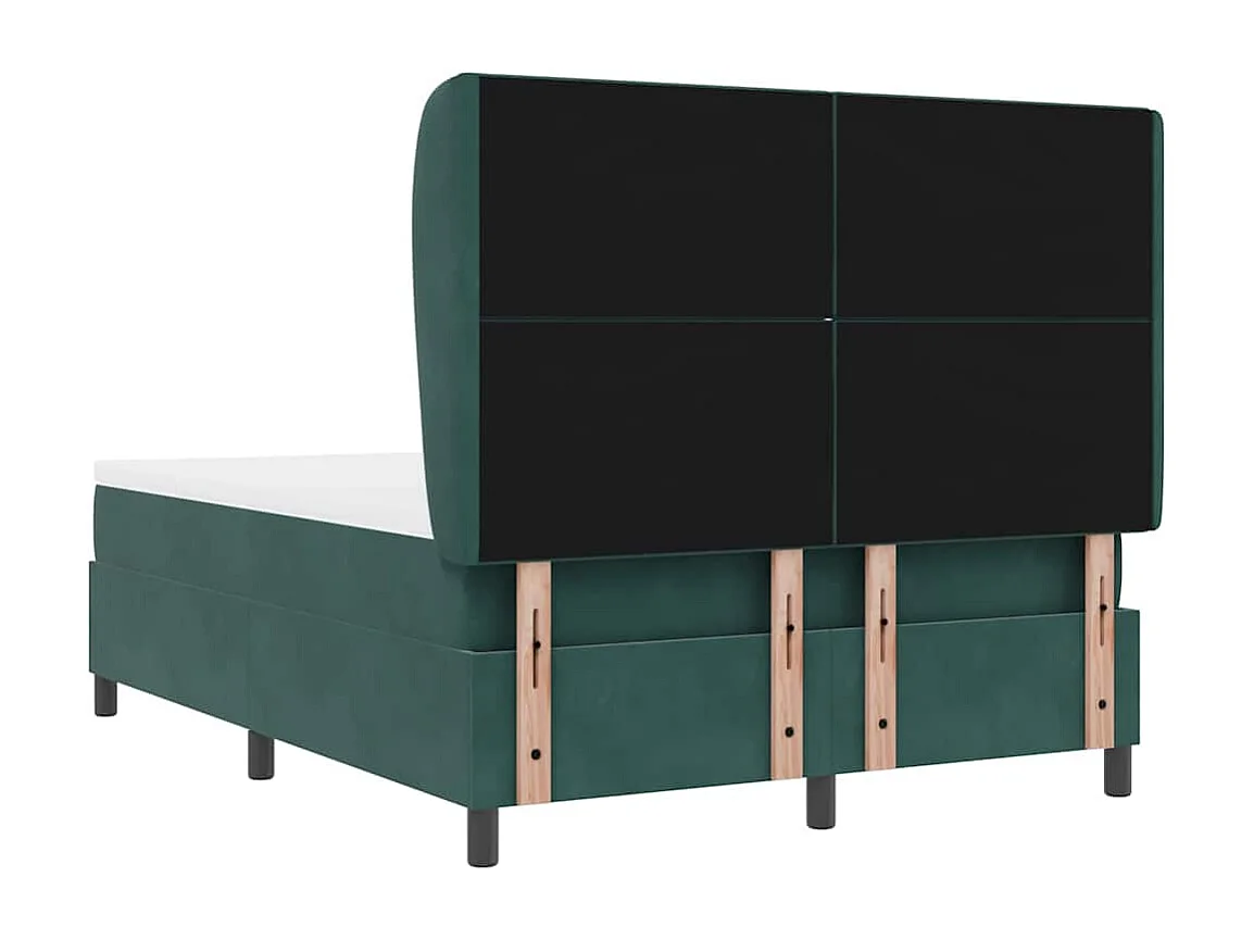 Cama tipo Box Spring Verde oscuro 140 x 200 cm Terciopelo