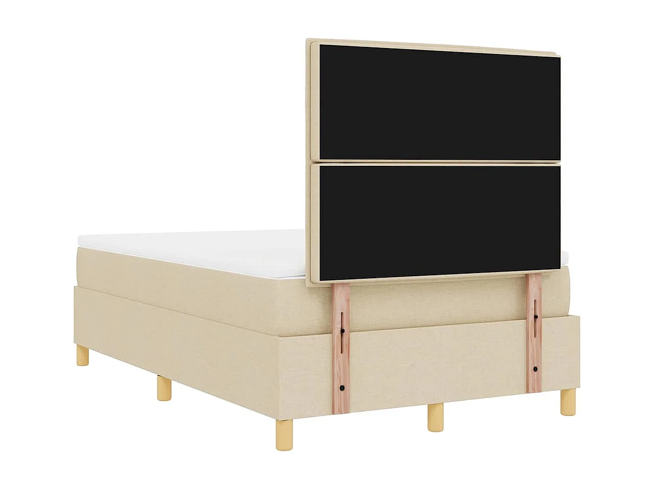 Cama tipo Box Spring con cabecera Crema 120 x 200 cm tela