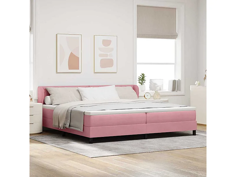 Cama con Somier y Colchón Gris Oscuro 80x200 cm Terciopelo Rosa