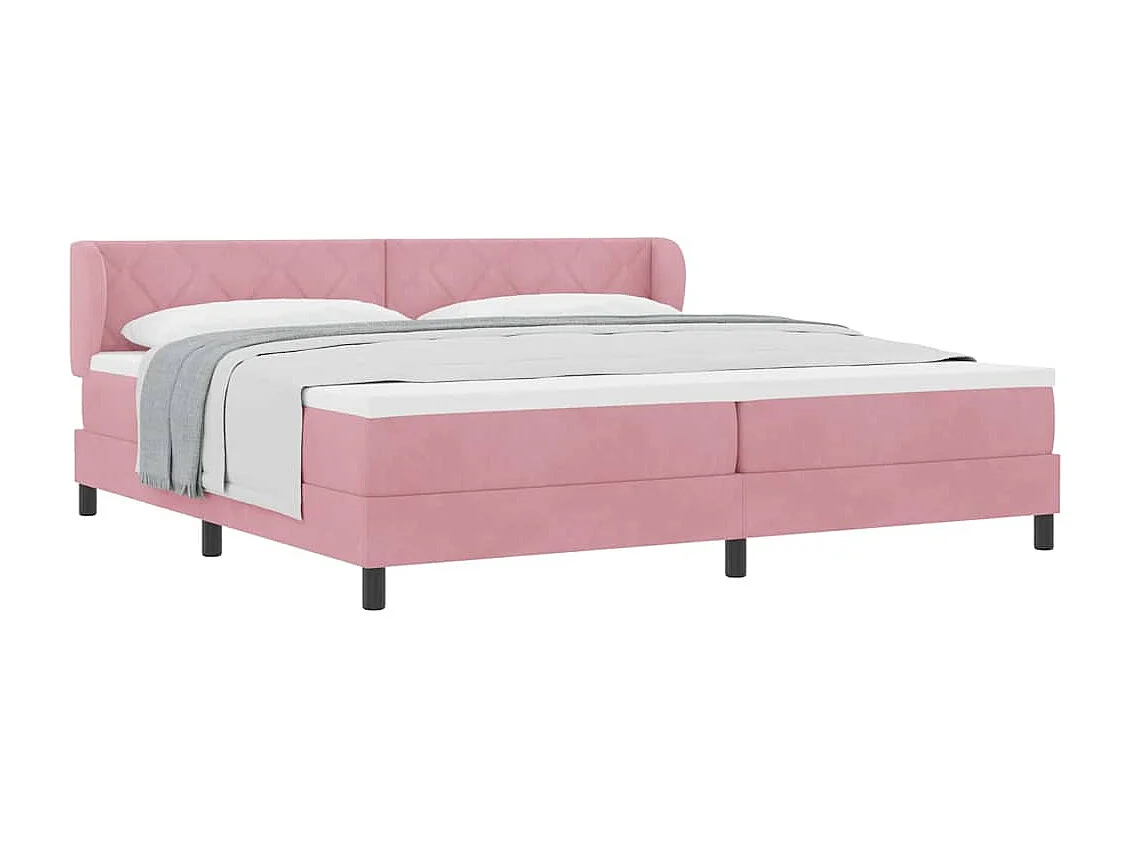 Cama con Somier y Colchón Gris Oscuro 80x200 cm Terciopelo Rosa