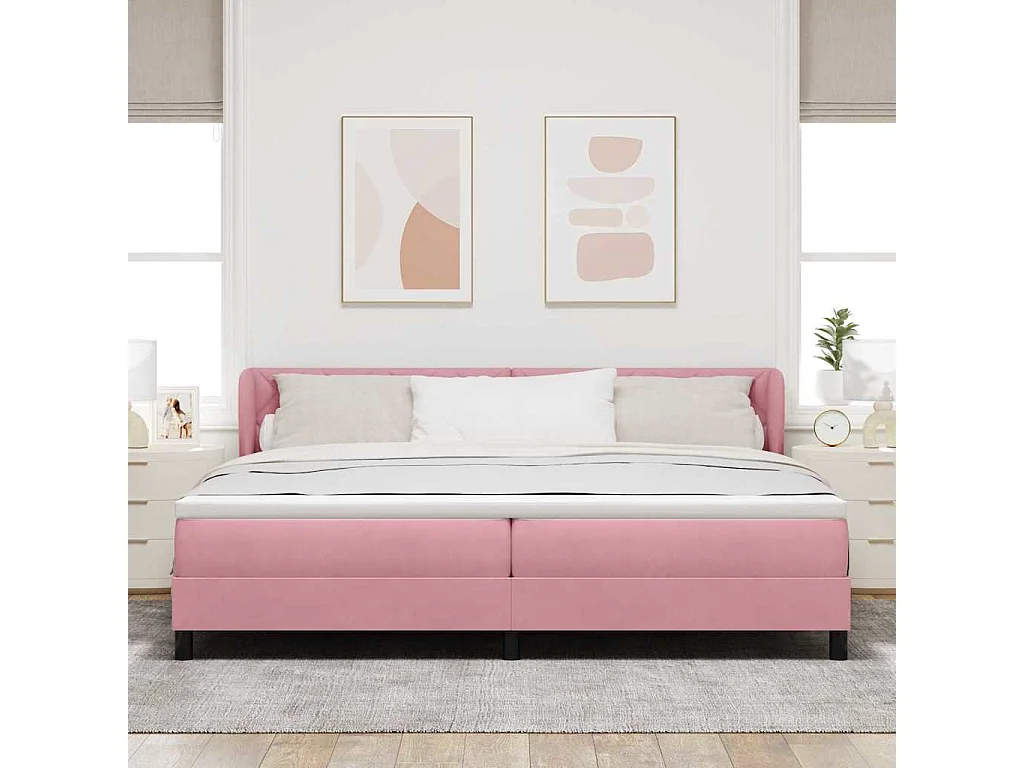 Cama con Somier y Colchón Gris Oscuro 80x200 cm Terciopelo Rosa