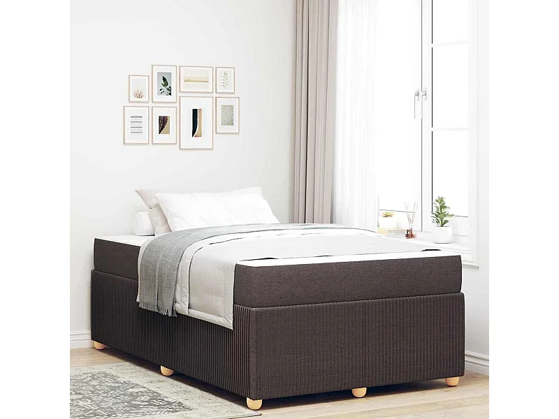 Estructura de cama con colchón Marrón oscuro 120 x 190 cm tela