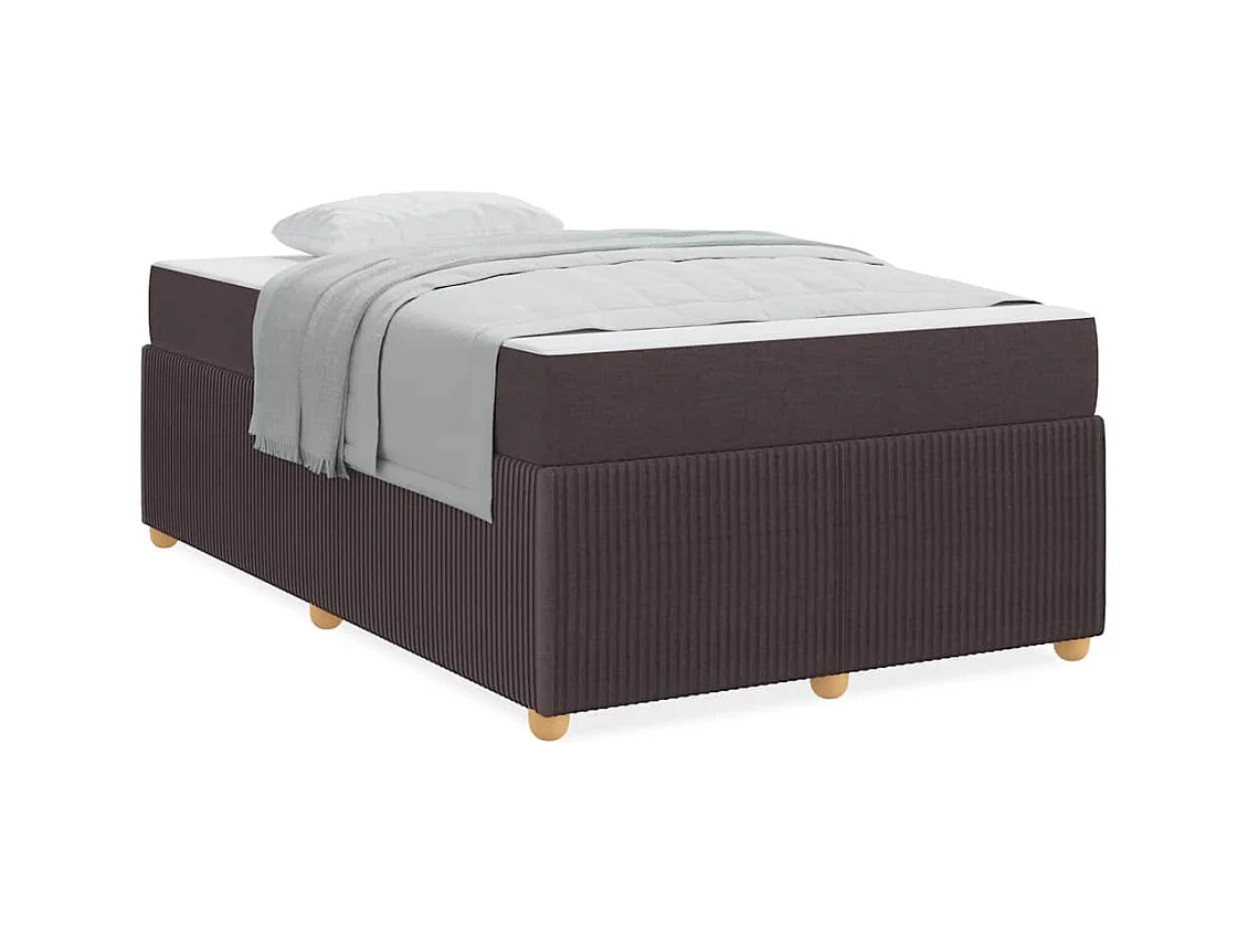 Cadre de lit avec matelas Marron foncé 120 x 190 cm tissu