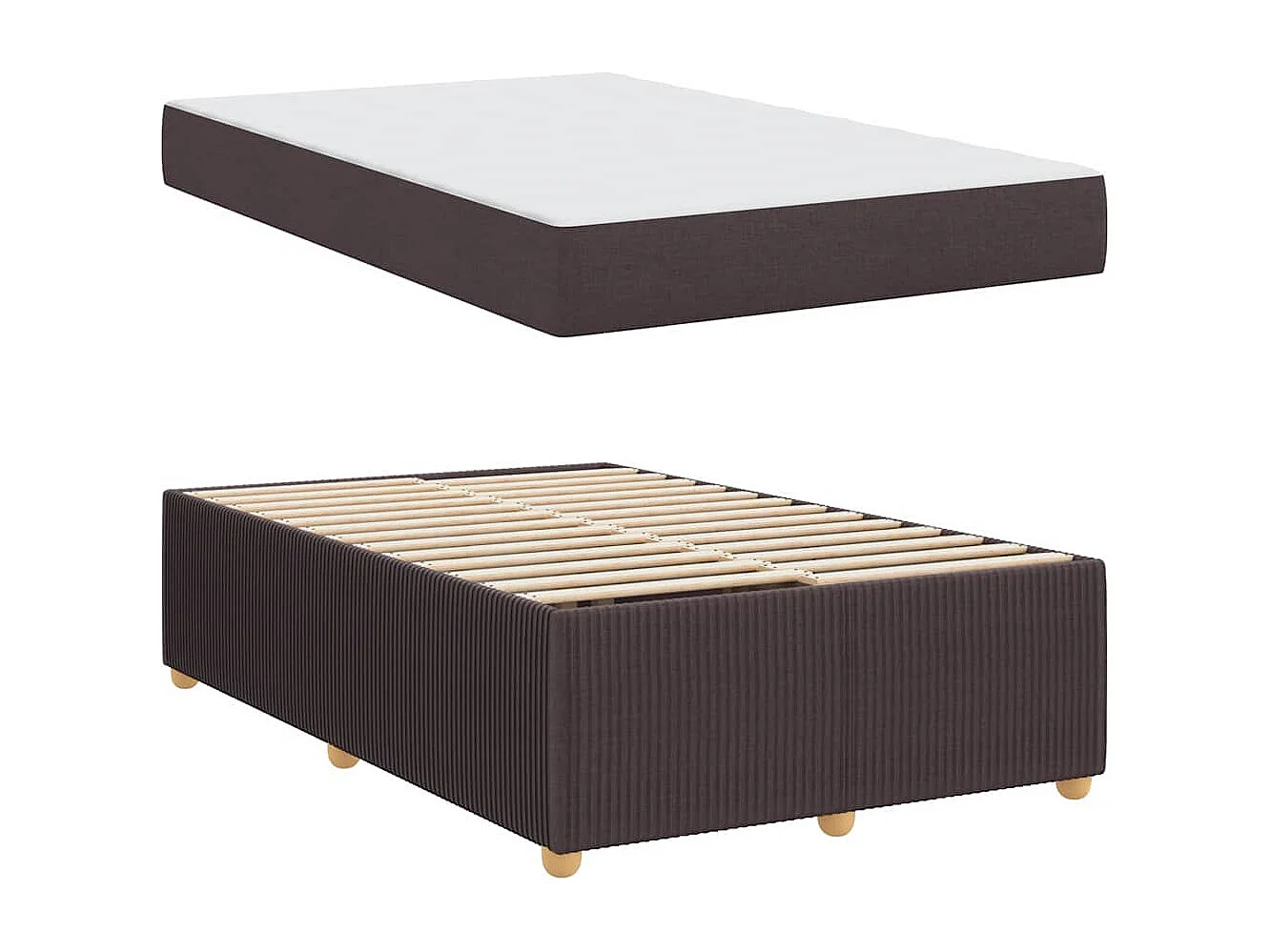Cadre de lit avec matelas Marron foncé 120 x 190 cm tissu