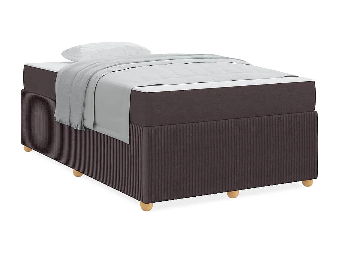 Cadre de lit avec matelas Marron foncé 120 x 190 cm tissu