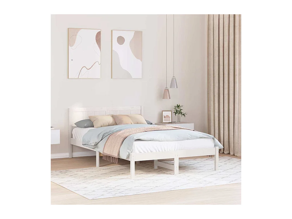 Cadre de lit Blanc 140 x 190 cm Bois de pin massif