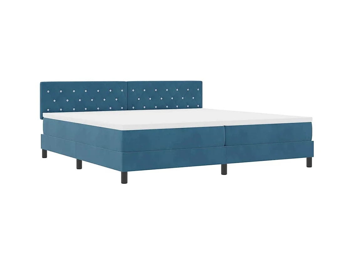 Cadre de lit avec matelas Bleu foncé 200 x 200 cm tissu