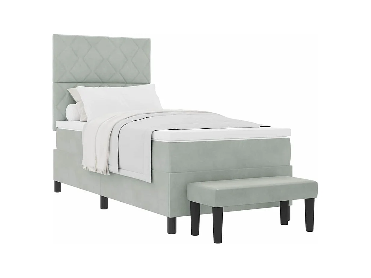 Boxspring bed met matras Lichtgrijs 100 x 200 cm Fluweel