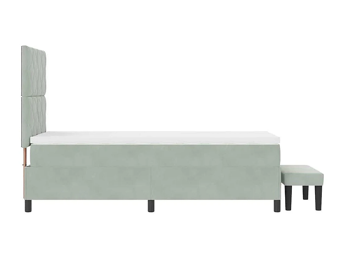 Boxspring bed met matras Lichtgrijs 100 x 200 cm Fluweel