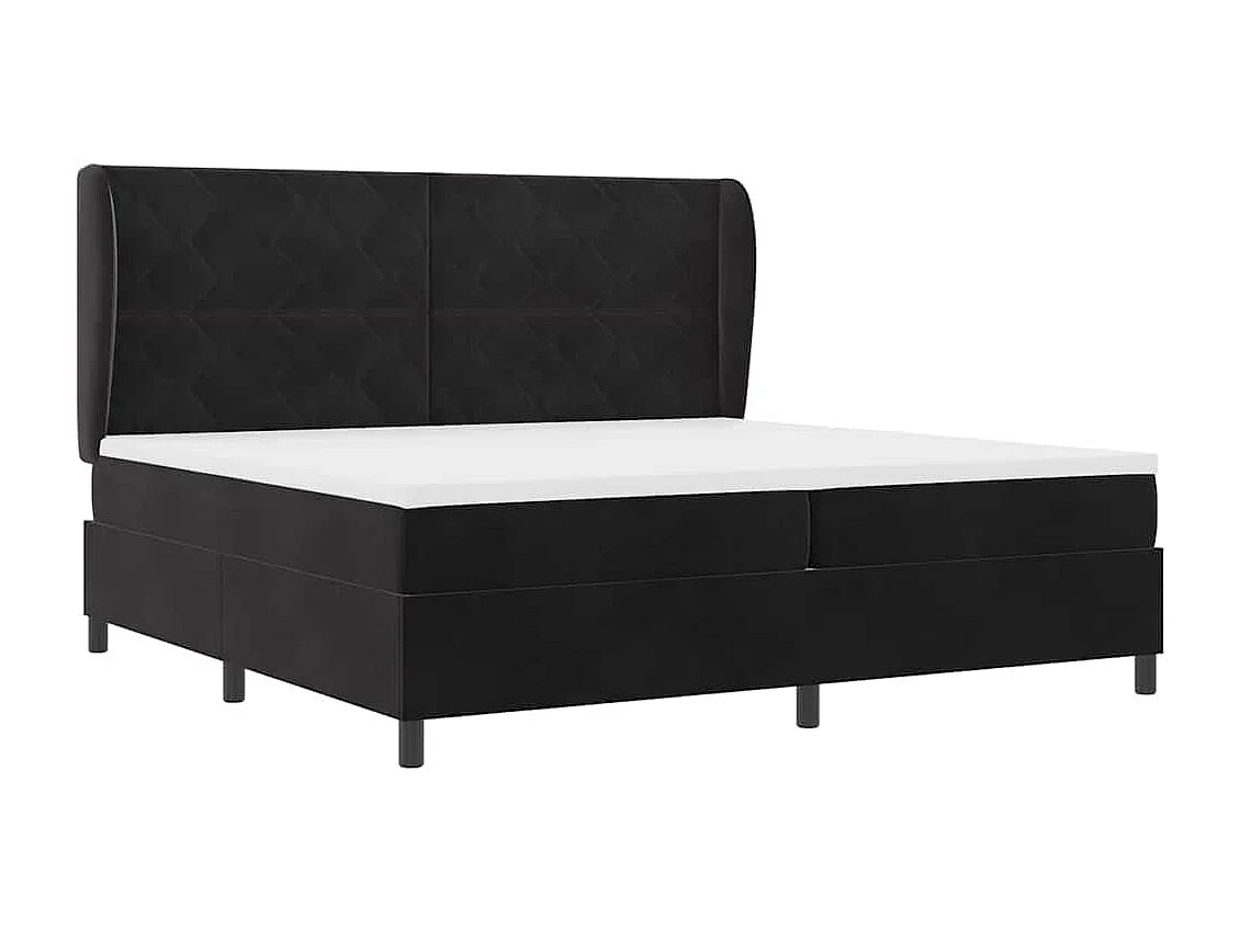 Cadre de lit avec matelas Noir 200 x 200 cm Velours