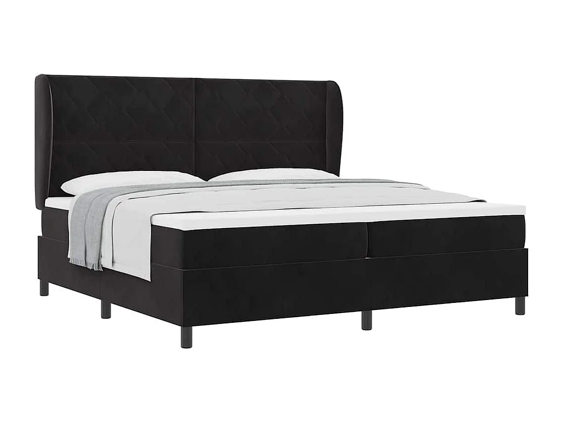 Cadre de lit avec matelas Noir 200 x 200 cm Velours