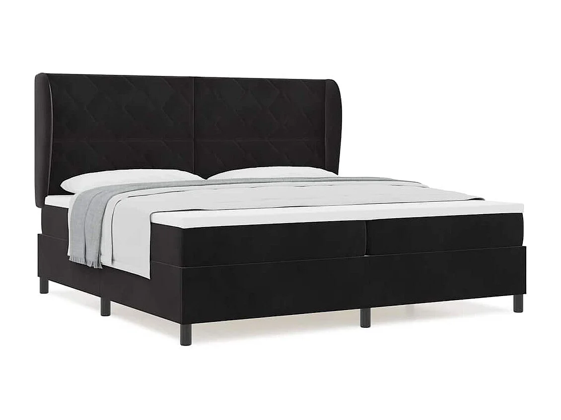 Cadre de lit avec matelas Noir 200 x 200 cm Velours