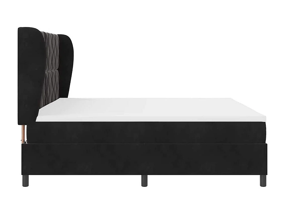 Cadre de lit avec matelas Noir 200 x 200 cm Velours
