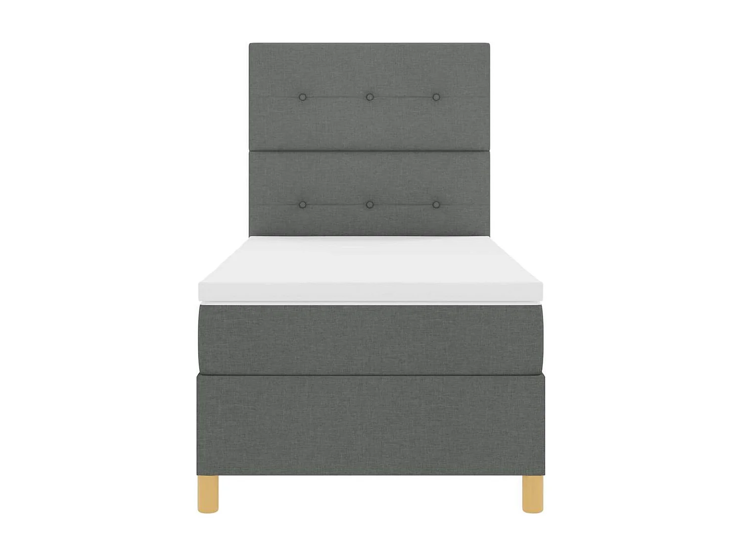 Cama tipo Box Spring con colchón Gris oscuro 100 x 200 cm tela
