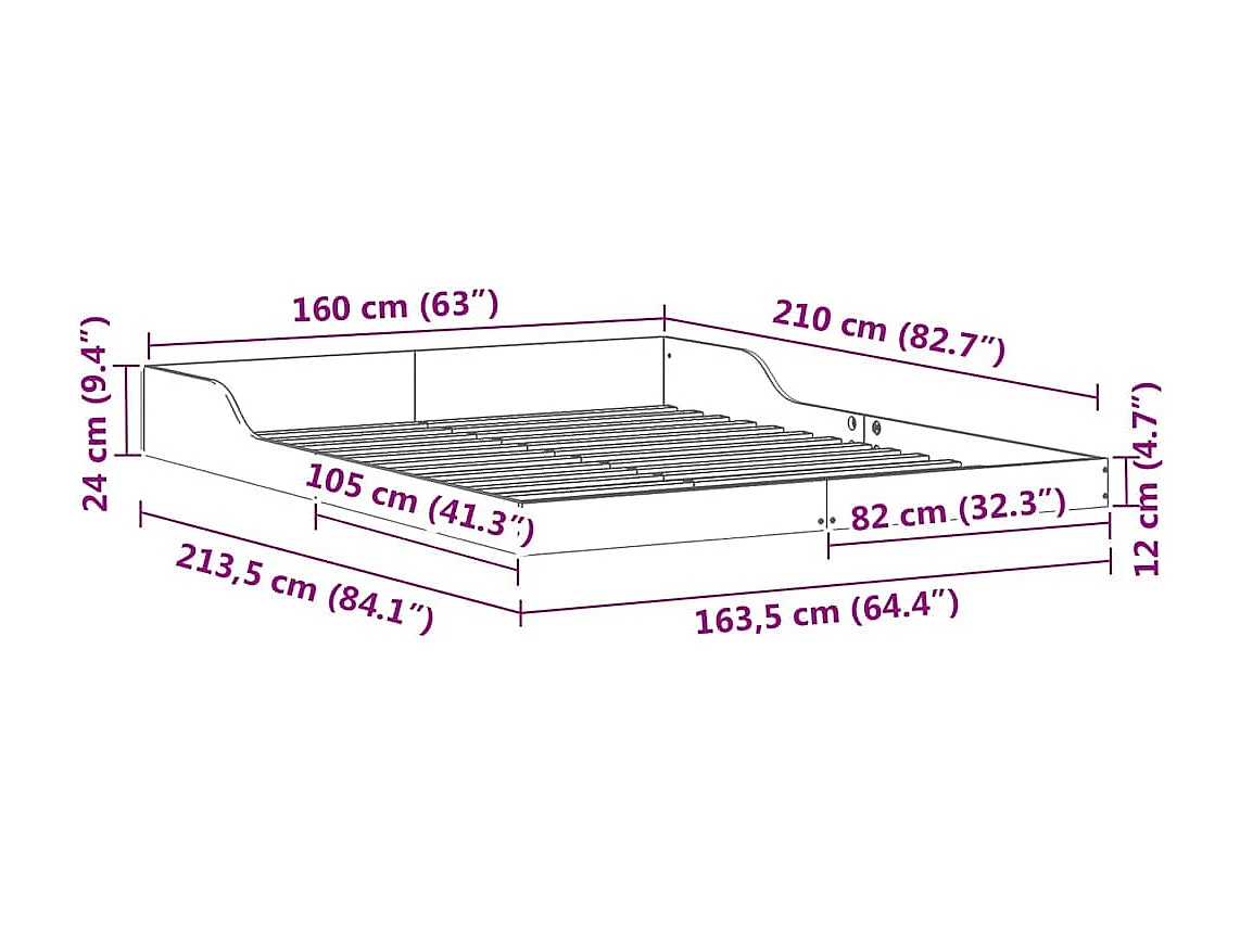 Bedframe Wit 160 x 210 cm Massief grenenhout