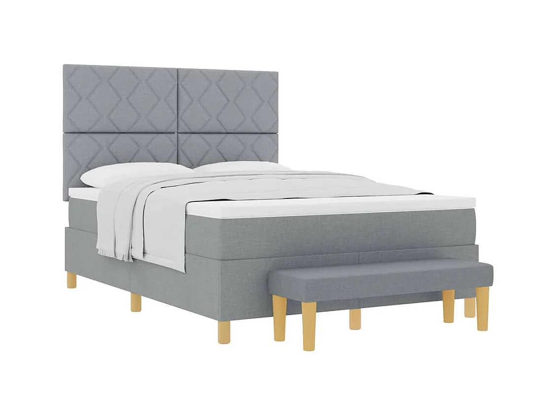 Boxspring bed met matras Lichtgrijs 140 x 190 cm Stof