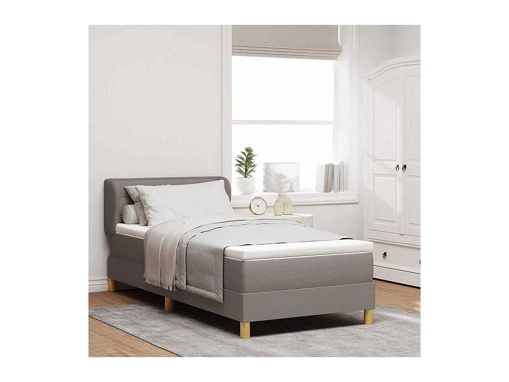 Cadre de lit avec Matelas Crème 90x200 cm Tissu Taupe