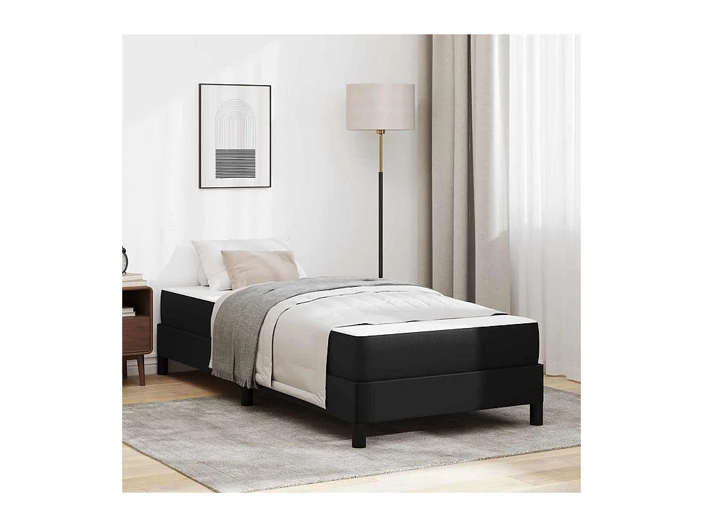 Cadre de lit avec matelas Noir 90 x 200 cm Faux cuir