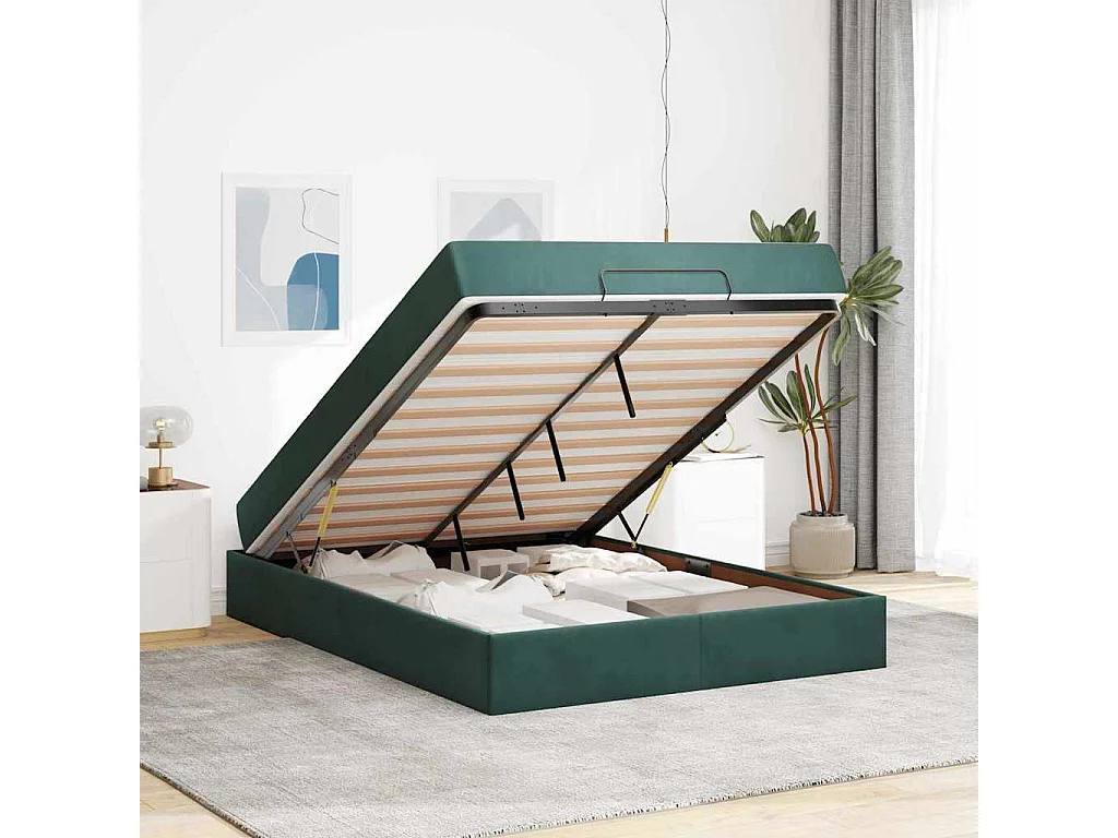 Estructura de cama Verde oscuro 140 x 200 cm Terciopelo
