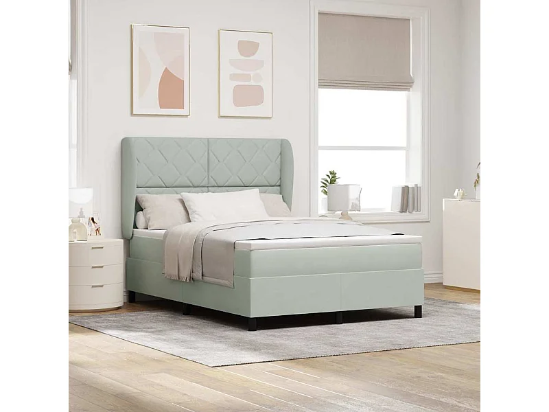 Cama Box com colchão Cinzento-claro 140 x 190 cm Veludo