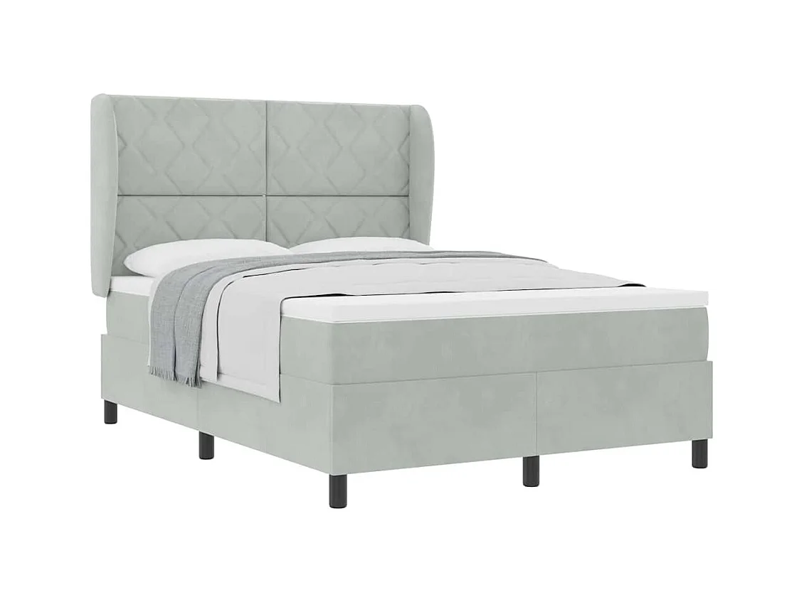 Cadre de lit avec matelas Gris clair 140 x 190 cm Velours