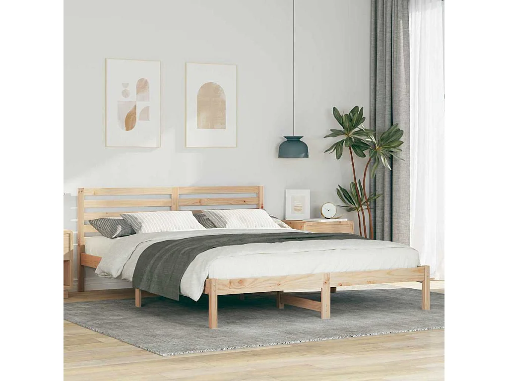 Estructura de cama Marrón 160 x 210 cm Madera maciza de pino