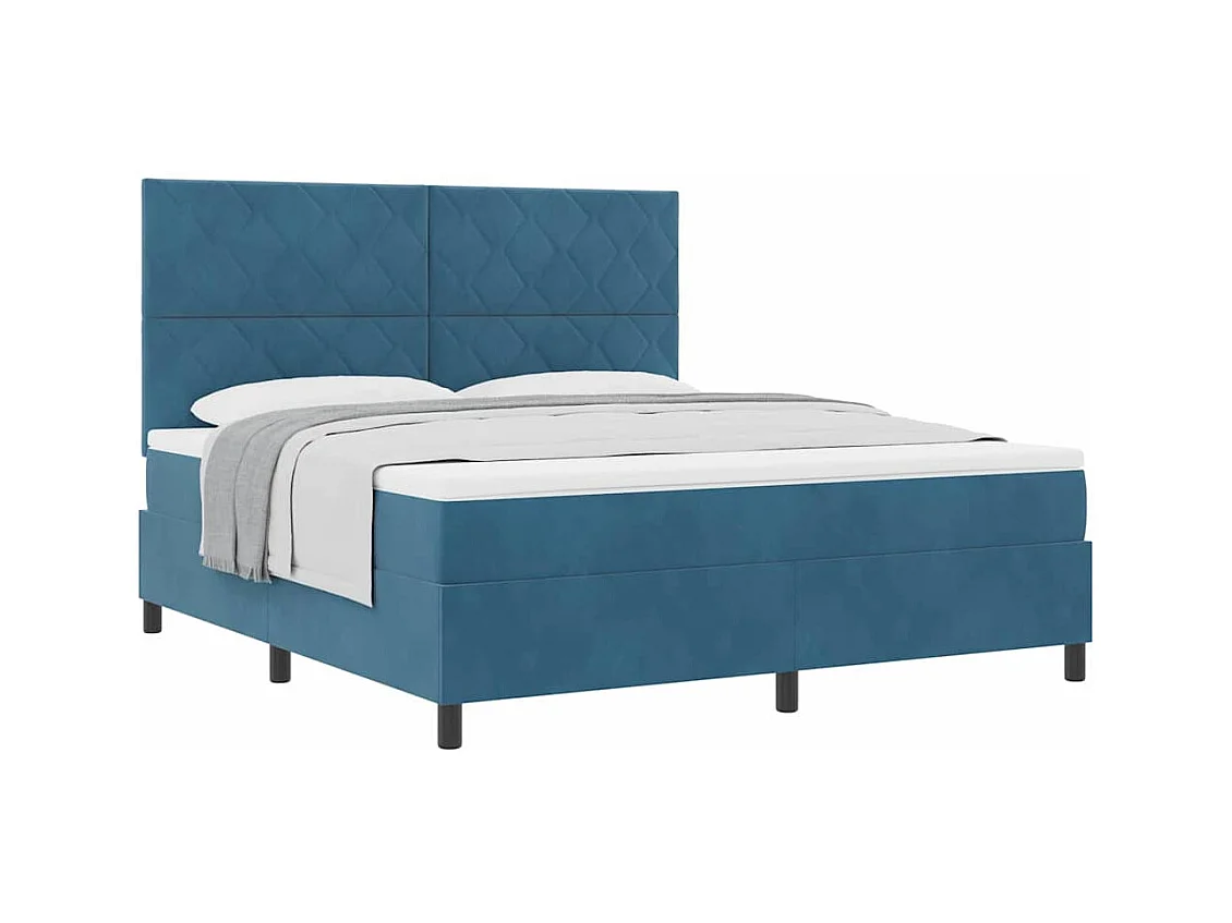 Cadre de lit avec matelas Bleu foncé 180 x 200 cm Velours