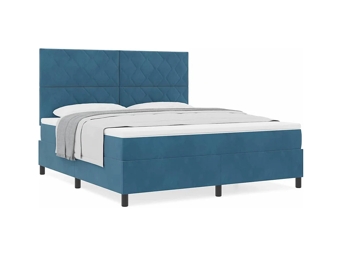 Cadre de lit avec matelas Bleu foncé 180 x 200 cm Velours