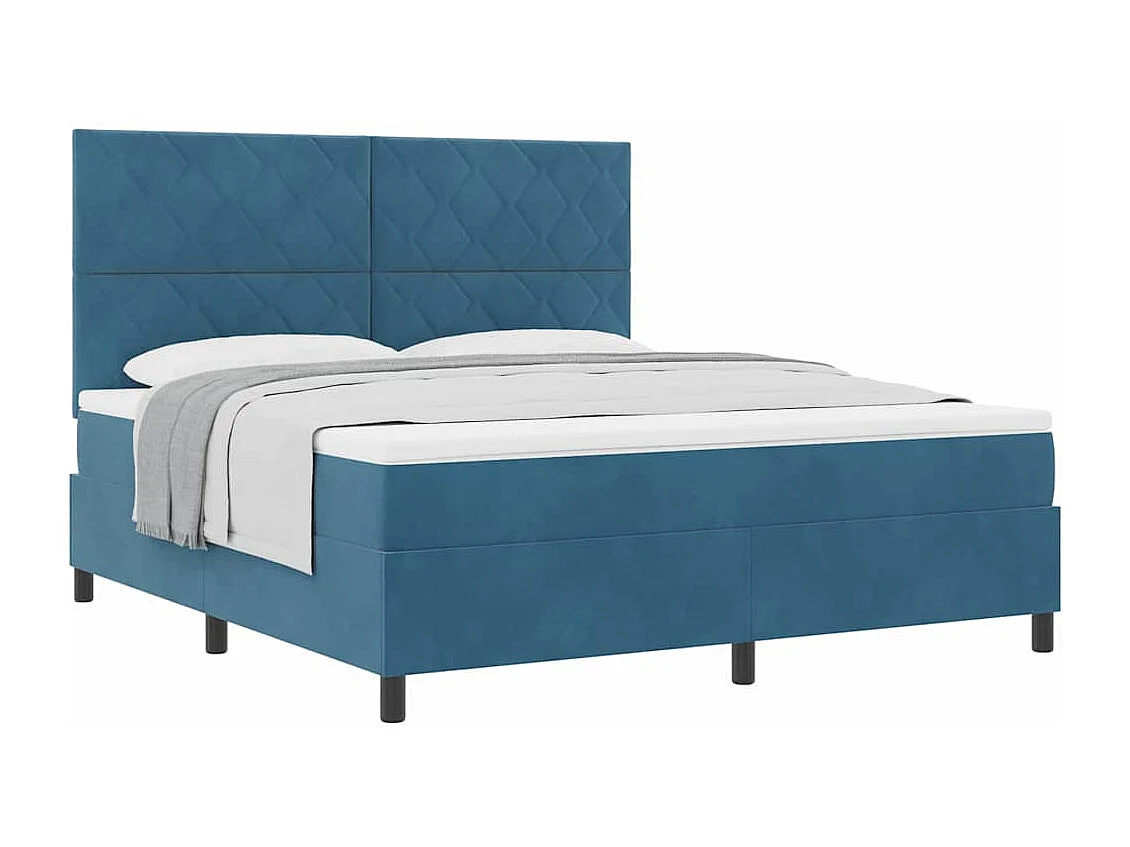Cadre de lit avec matelas Bleu foncé 180 x 200 cm Velours