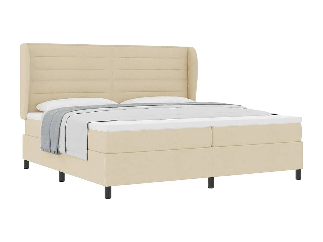 Boxspring bed met matras met hoofdeinde Crème 200 x 200 cm Stof