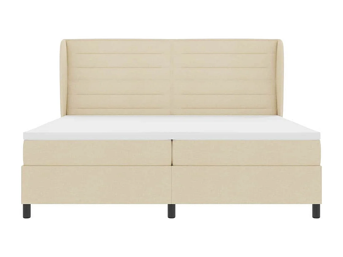 Boxspring bed met matras met hoofdeinde Crème 200 x 200 cm Stof