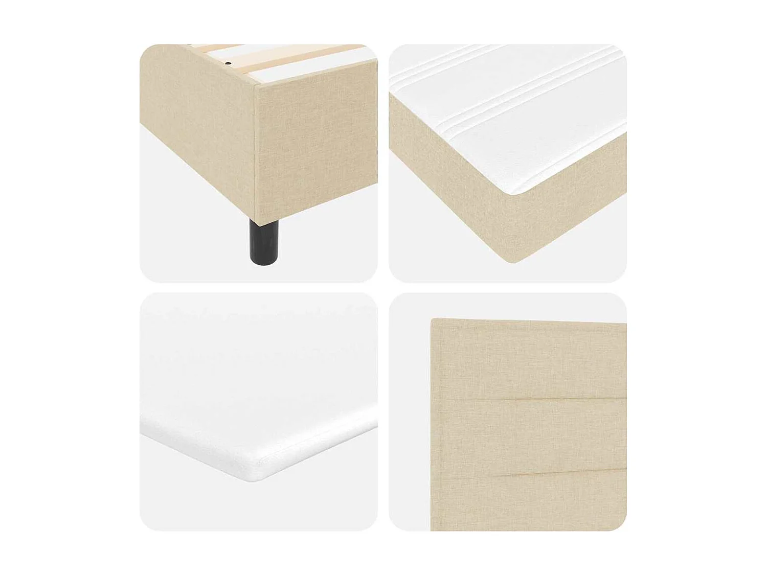 Boxspring bed met matras met hoofdeinde Crème 200 x 200 cm Stof