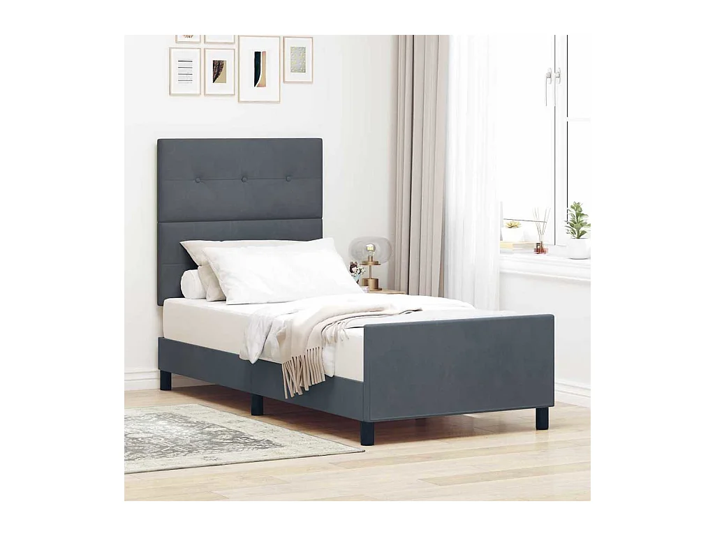 Estructura de cama Gris oscuro 100 x 200 cm Terciopelo
