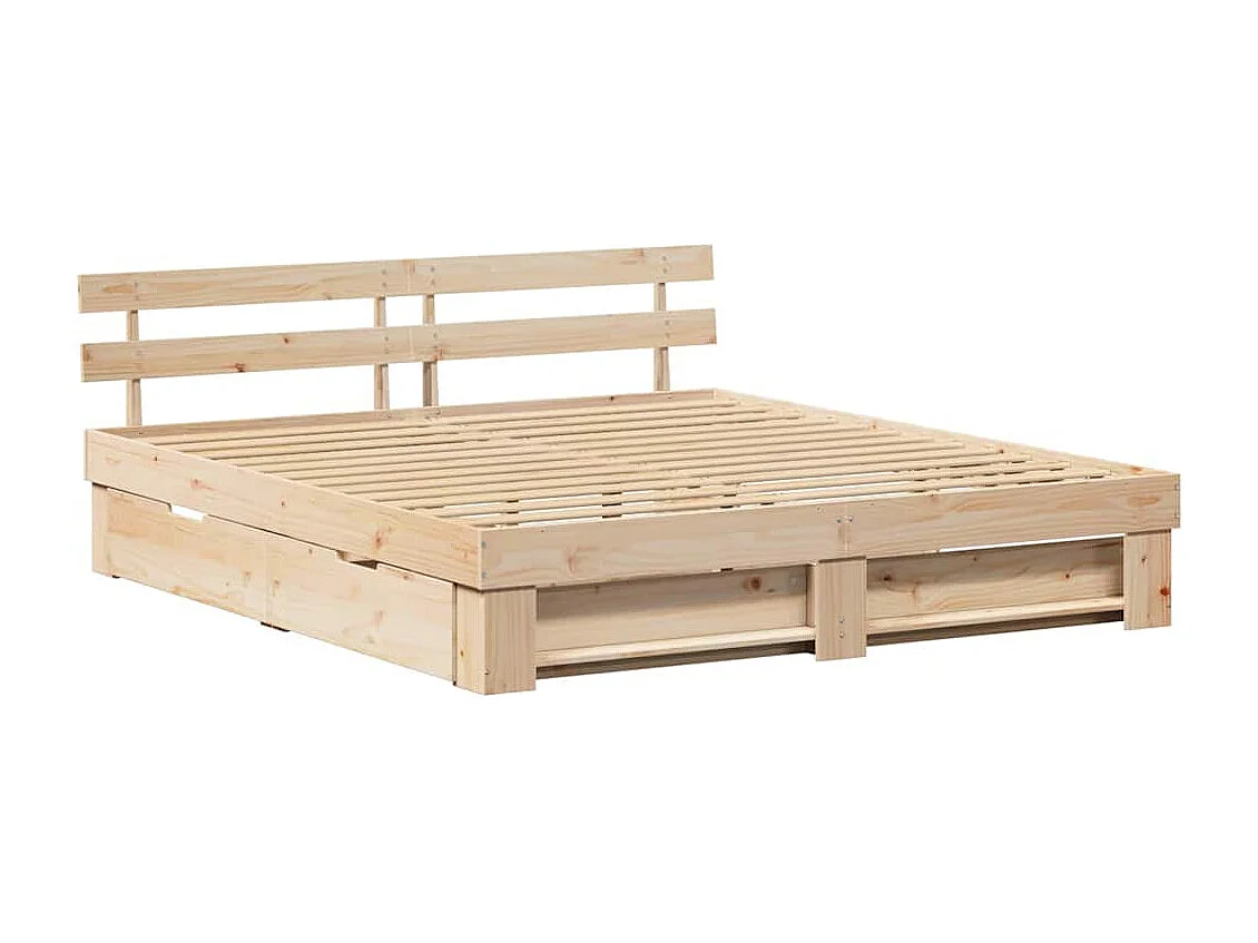 Cadre de lit avec tiroir Marron 200 x 200 cm Bois massif en pin