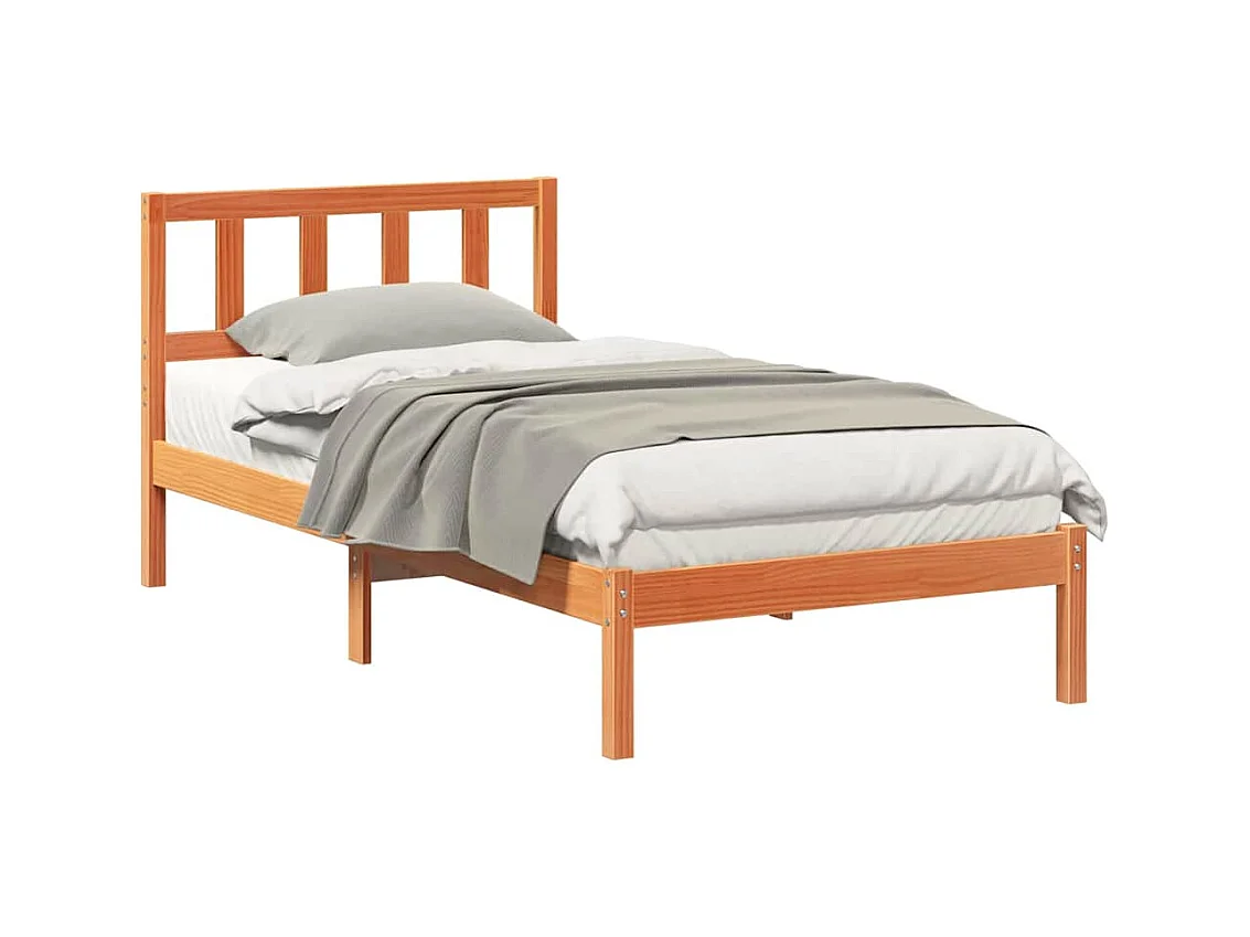 Estructura de cama con cabecera Marrón cera 100 x 200 cm