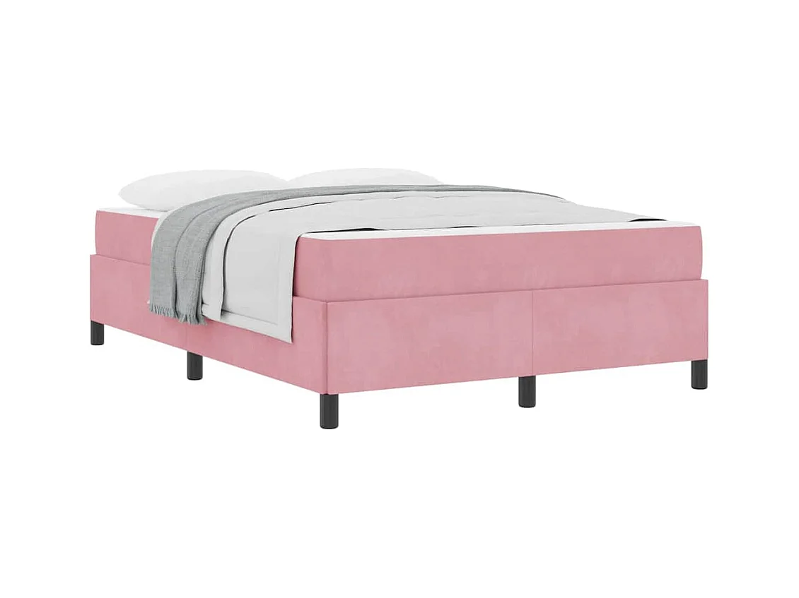 Cadre de lit avec matelas Rose et blanc 160 x 200 cm Velours