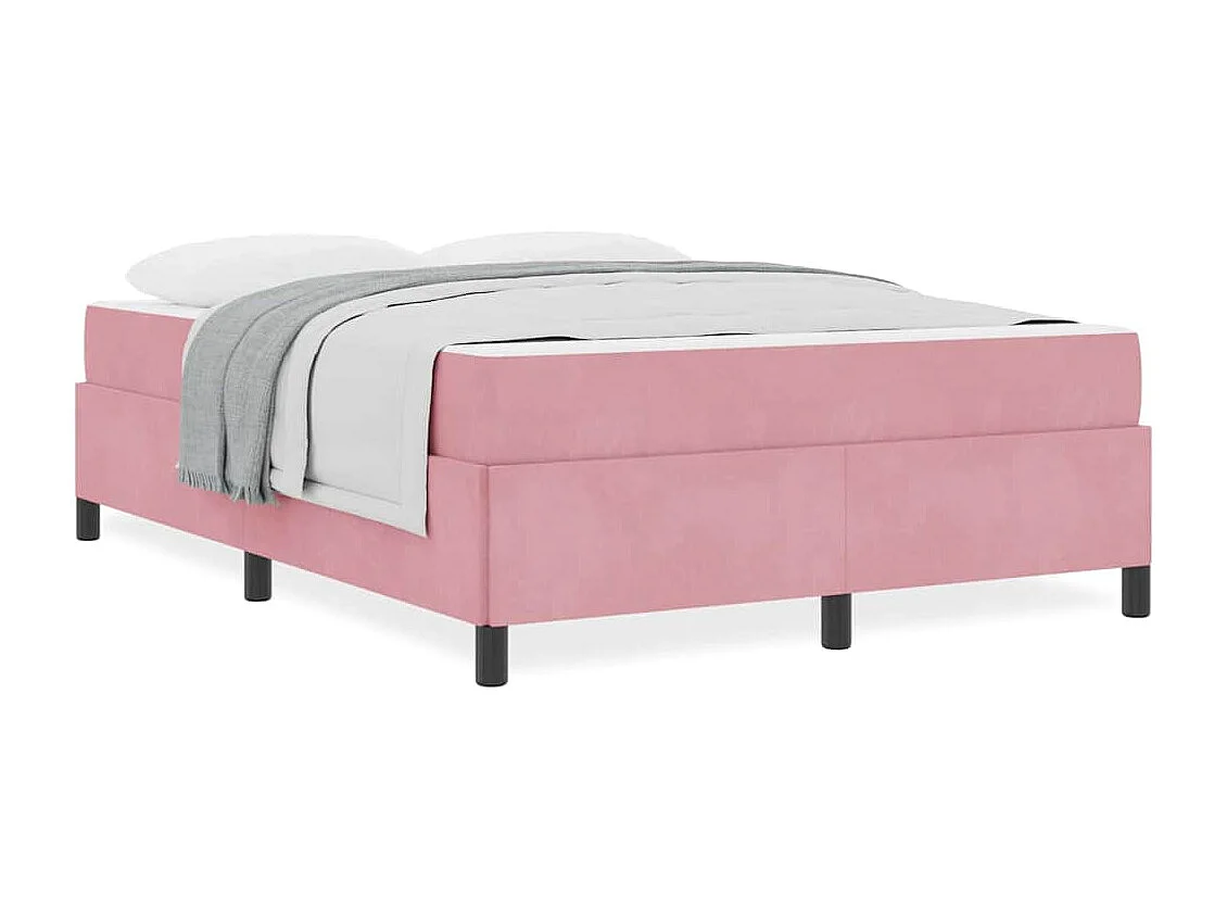 Cadre de lit avec matelas Rose et blanc 160 x 200 cm Velours