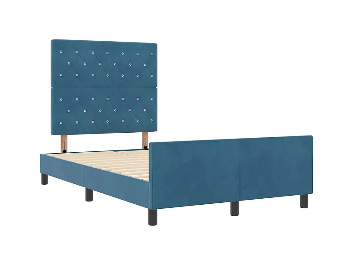 Cadre de lit avec tête de lit Bleu foncé 120 x 190 cm Velours