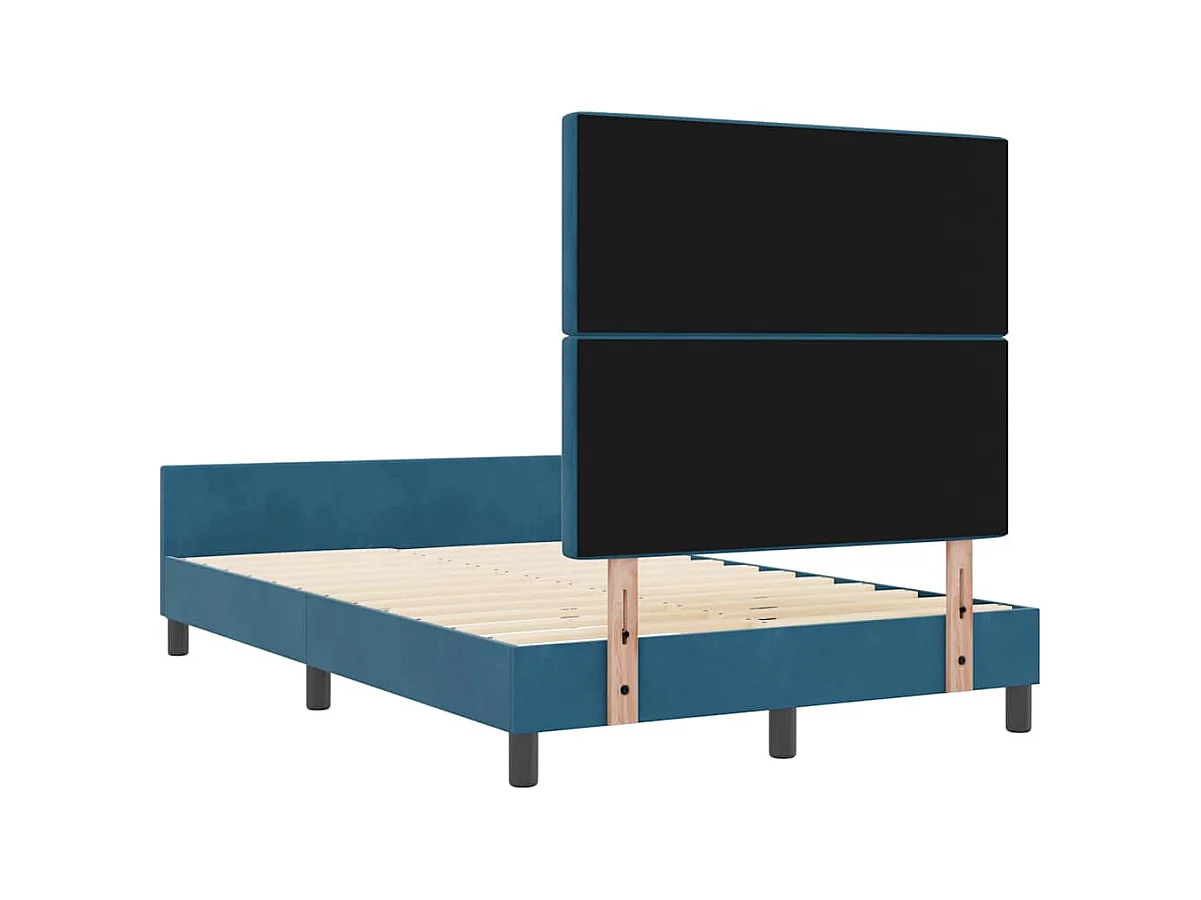 Cadre de lit avec tête de lit Bleu foncé 120 x 190 cm Velours